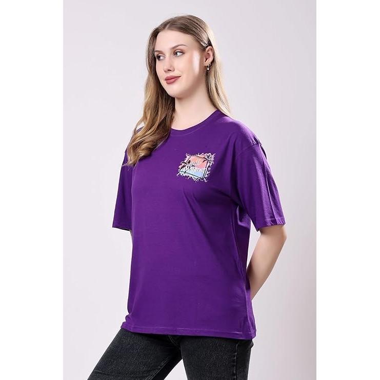 Women’s Loose Fit Graphic Printed T-Shirt Round Neck Half Sleeves Top Combo of 2