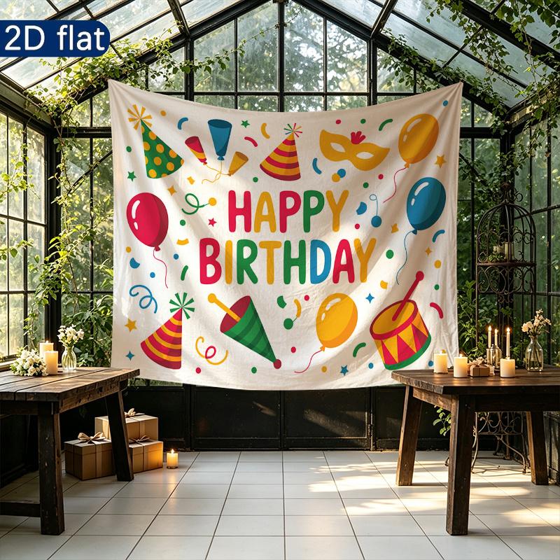 Birthday Gifts Polyester Fabric Celebration Banner, Polyester Backdrop for Home Decor & Party Supplies
