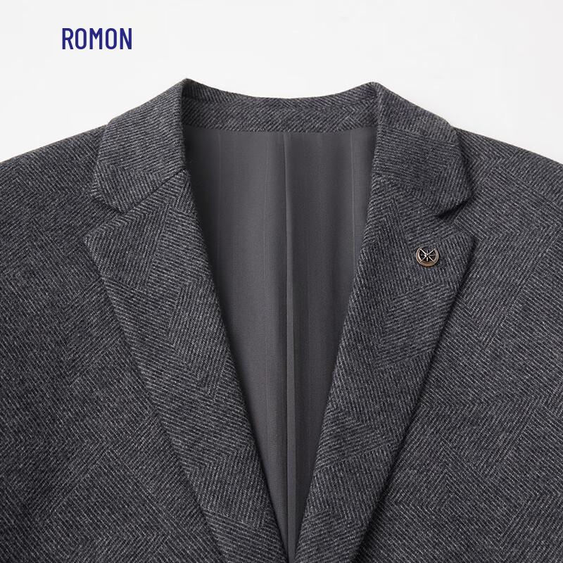 ROMON Men's Striped Wool Blend Easy-Care Business Casual Blazer