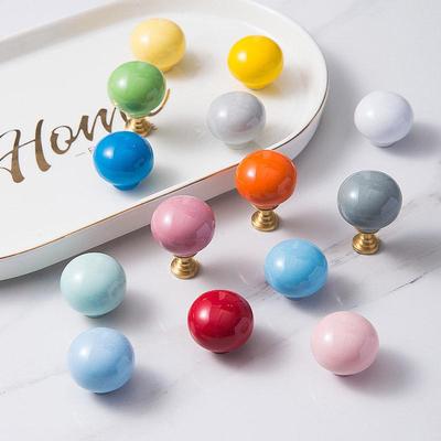 Modern Simple Ceramic Round Ball Handle for Children's Wardrobe and Cabinet