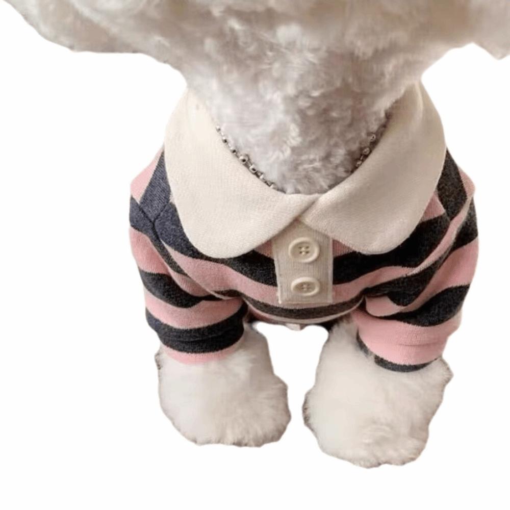 Breathable Dog Thin Shirt Collared Style Dog T Shirts Fashion Dog Striped Shirt Kittens Wear