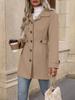 Cross2026 Autumn/Winter Mid-length Elegant Slim-fit Wool Coat with Lapel and Button Detail