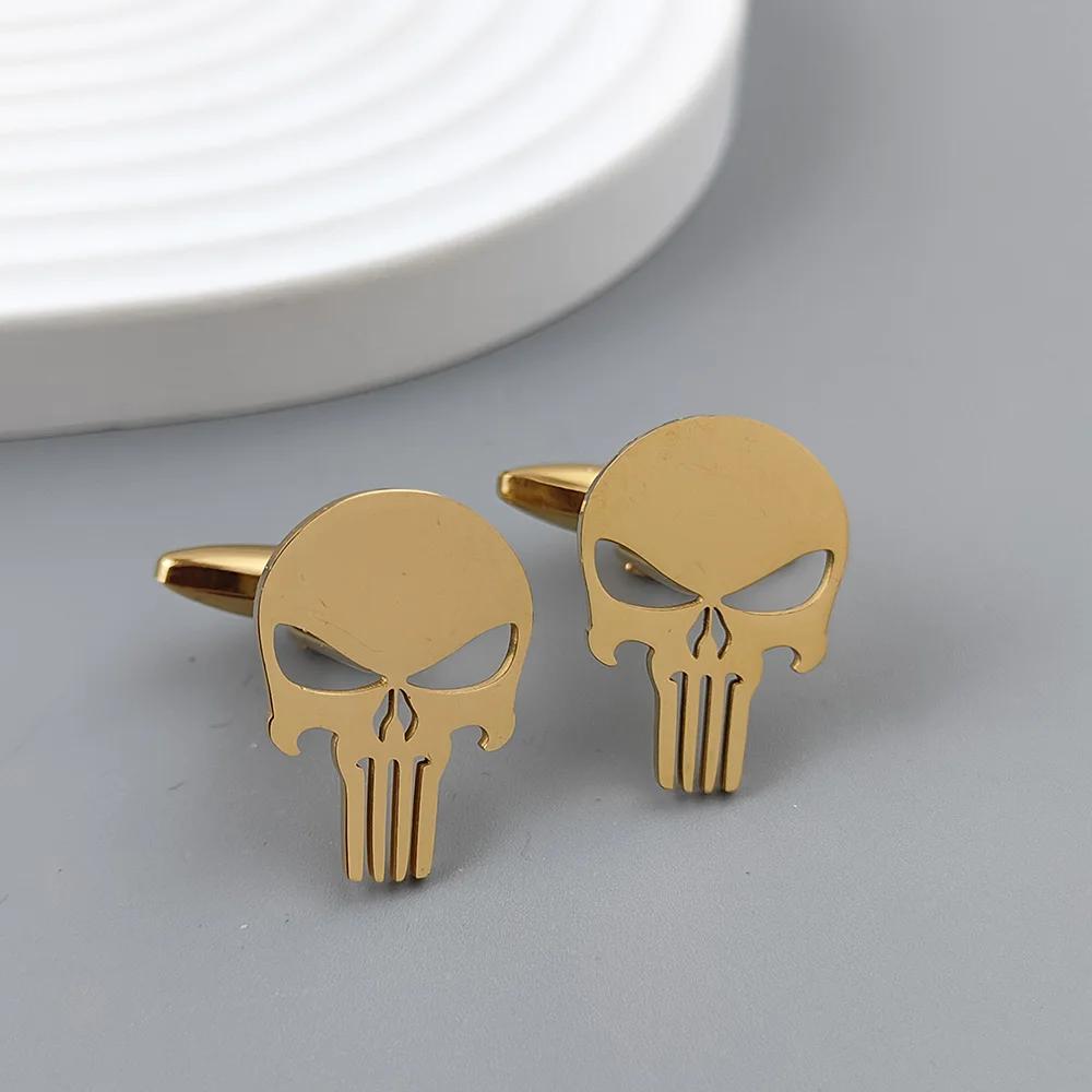 Stainless Steel Skull Man Cufflinks Vintage Personalized Design Jewelry Skeleton Cuff Links Party Shirt Sleeve Buttons