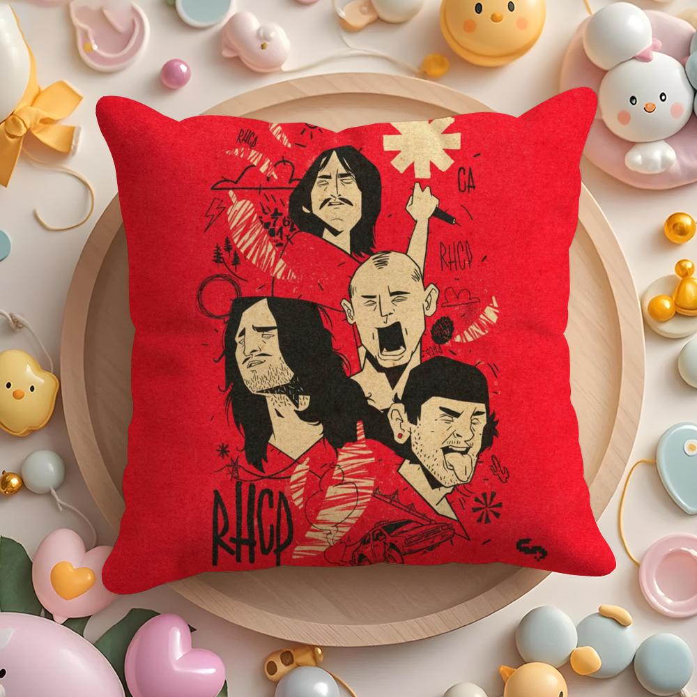 RRed Hot CChili Peppers Band Cushion Cover Plush Fabric Soft DoubleSided Printed Sofa Warm Winter Home Gift Pillow Cover