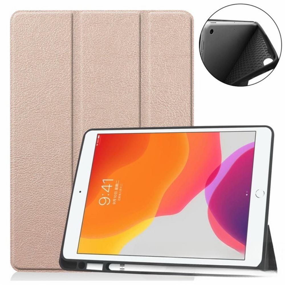 Dreifach gefaltete Lederhülle für iPad Mini 7 mit Apple Pencil-Schlitz Auto Sleep/Wake Cover
