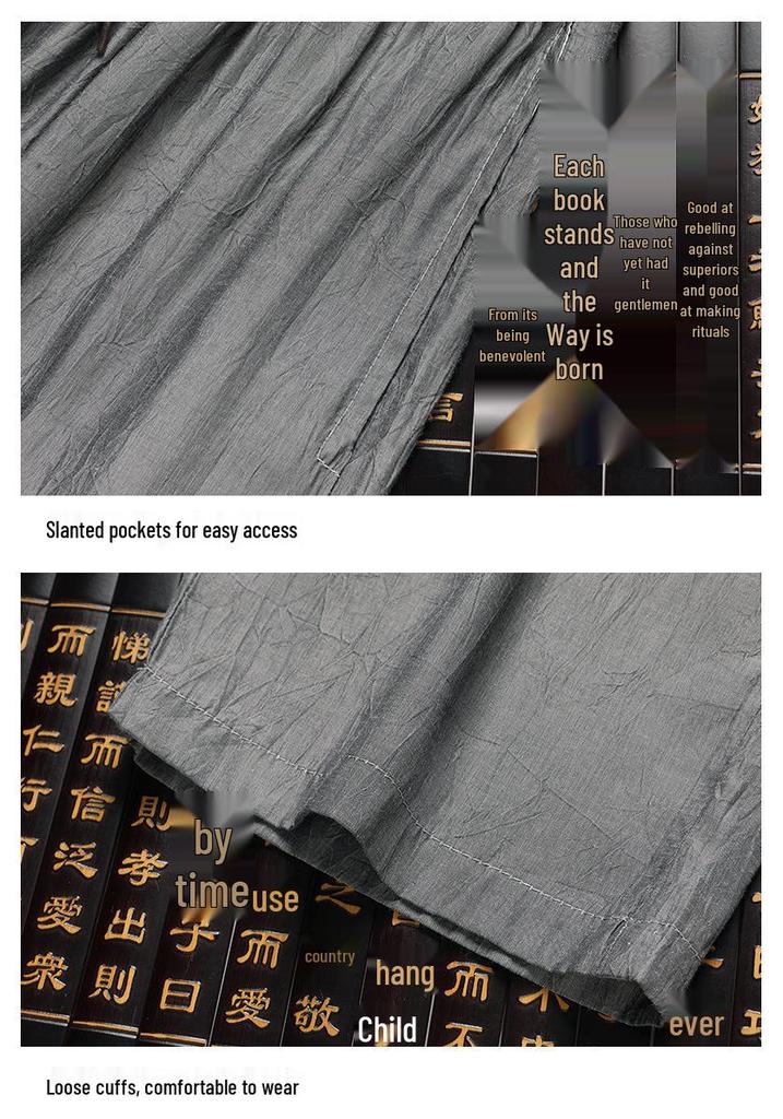 Breathable Ice Silk Tang Suit: Men's Summer Short-Sleeve Shirt & Pants Set for Middle-Aged and Elderly