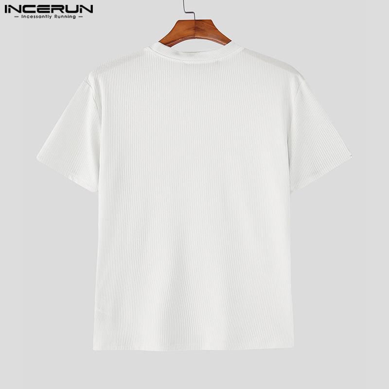 INCERUN Men Summer T-shirts Casual Short Sleeve Stitching Fitted Tops