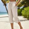 Women’s Striped Capri Pants with Drawstring Waist and Side Pockets Casual Loose Fit Cropped Trousers for Everyday Wear
