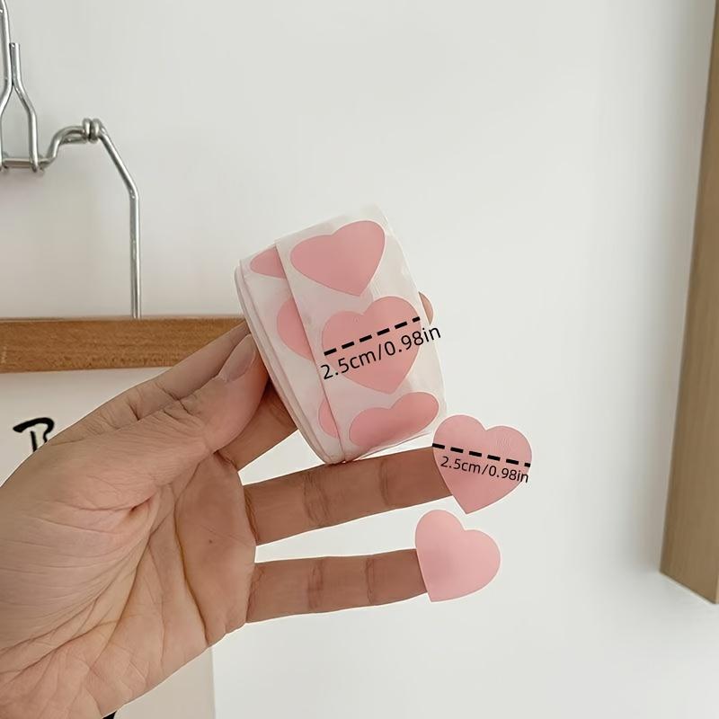 1000pcs/2rolls Heart Stickers,2.5cm/0.98in Wide,Pink+Red Self-Adhesive Labels for Office Tag,Gift Wrapping Seals,Valentine's Day