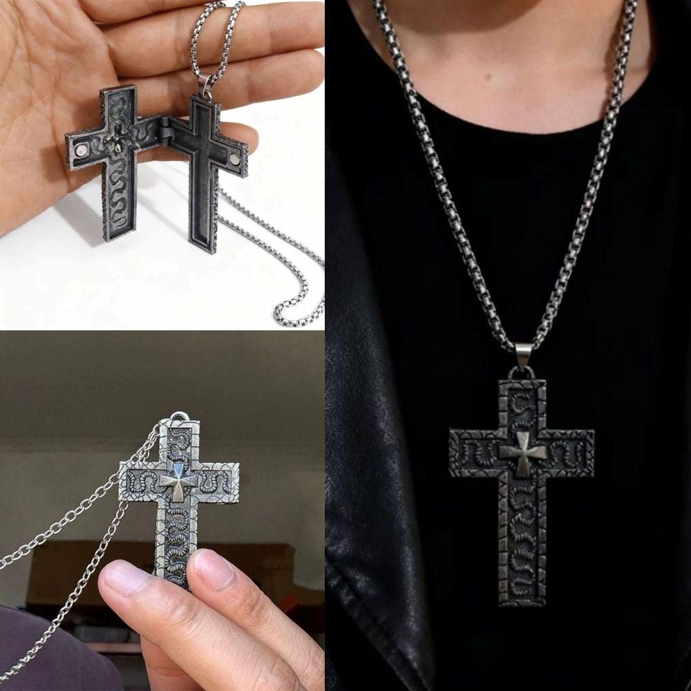 Openklapbare Kruis Hanger Ketting met Geheim Vak Charme Sieraden Ketting Hanger