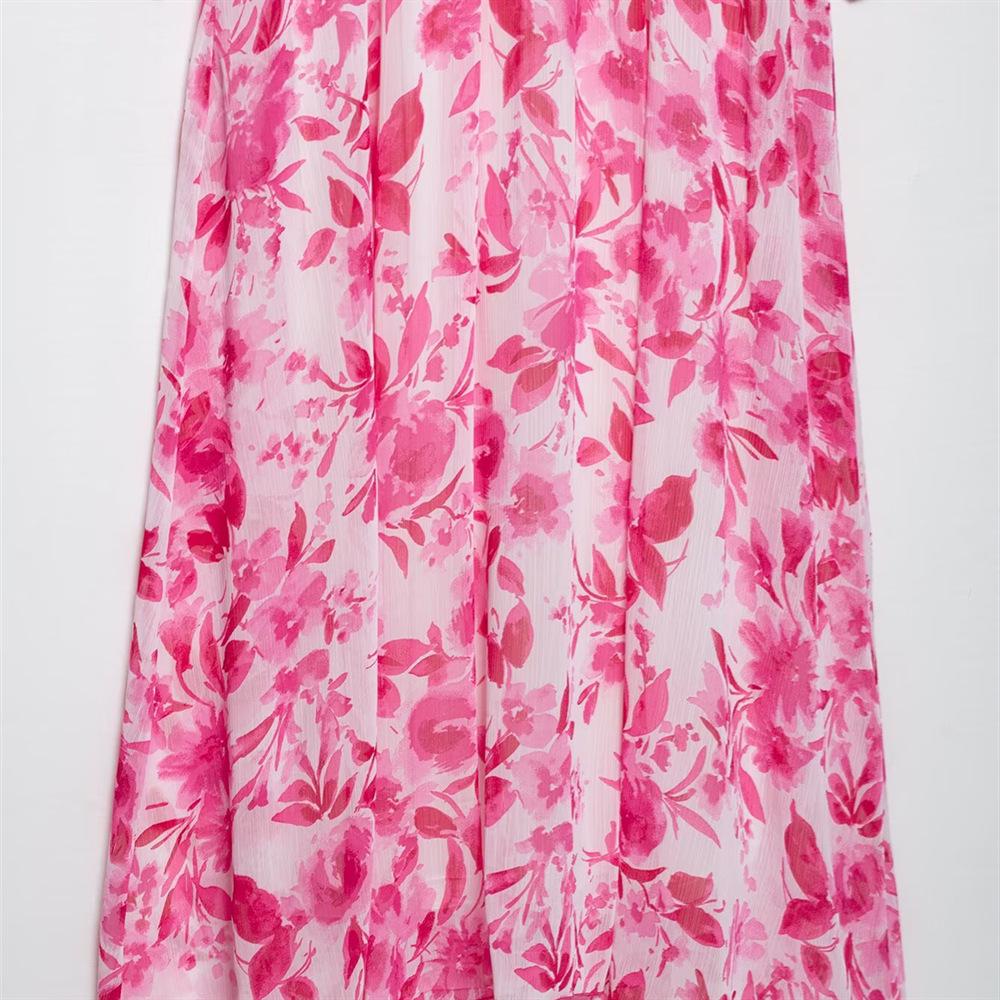 Spring/Summer 2025 Women's Floral V-Neck Dress - Slim Fit, Belted Waist