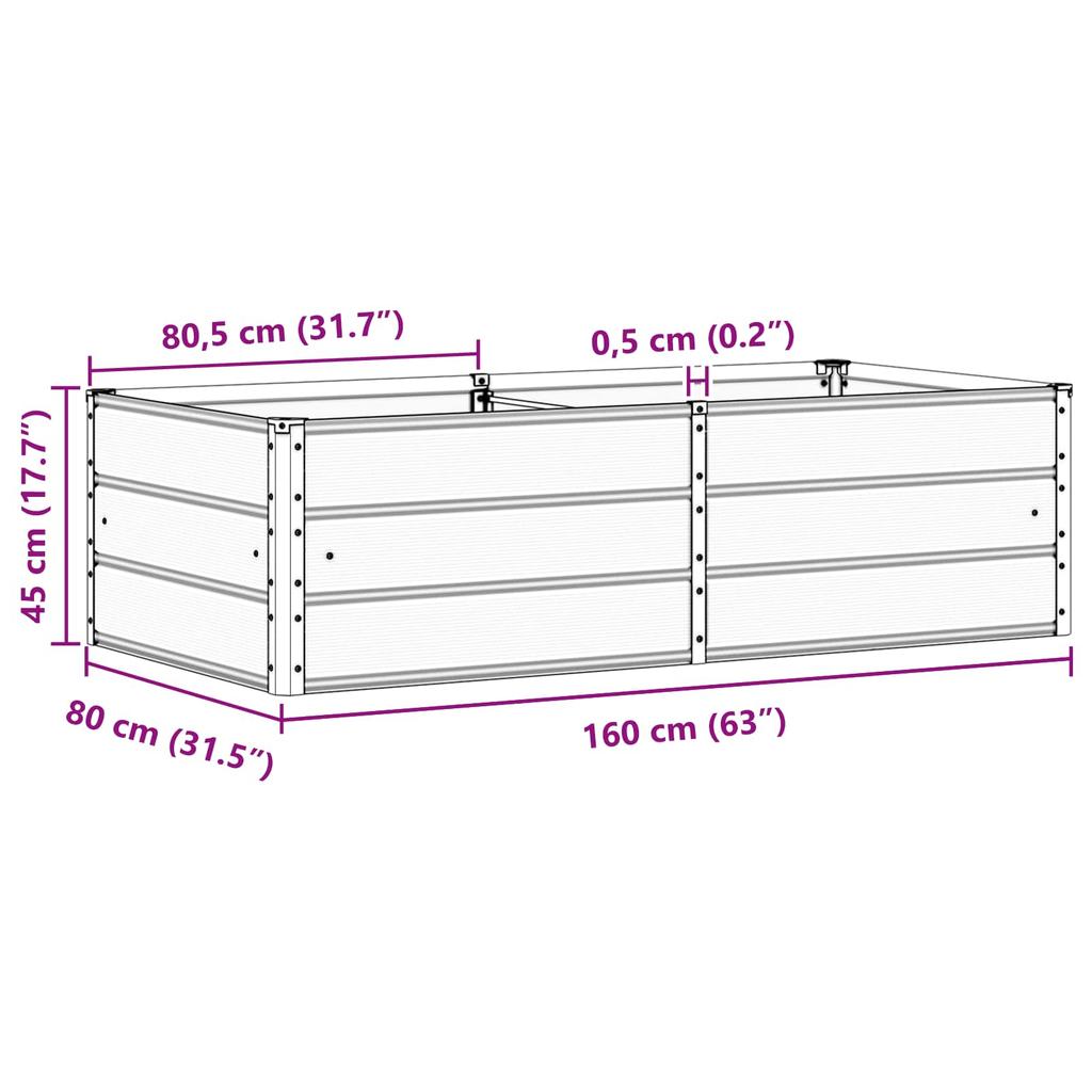 Planter Anthracite 160 X 80 X 45 Cm Steel