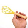 Kitchen Home Wooden Handle Manual Cream Stirring Silicone Blender Egg Beater Whisk Mixer Frother