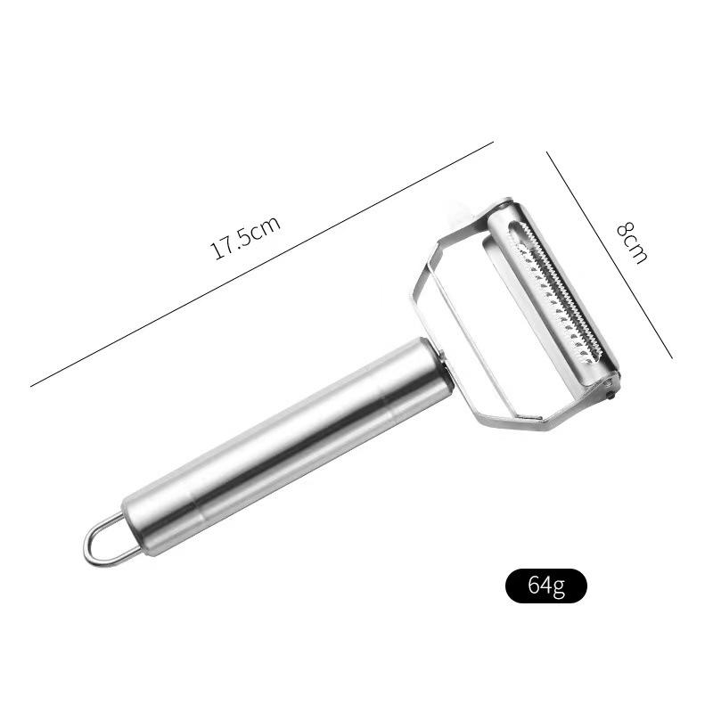 Stainless Steel Double-Headed Julienne & Melon Peeler with Smiley Face Design