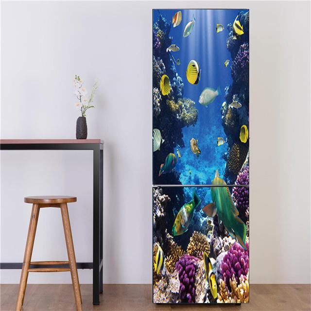 Underwater World Fish Sticker For Fridge Door Adhesive Waterproof Furniture Decoration Poster Wall Decal Kids Room Home Decor