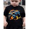 European sizes Summer Boys' Fashion Short Sleeve "Monster Off-Road" Print Casual Outdoor
