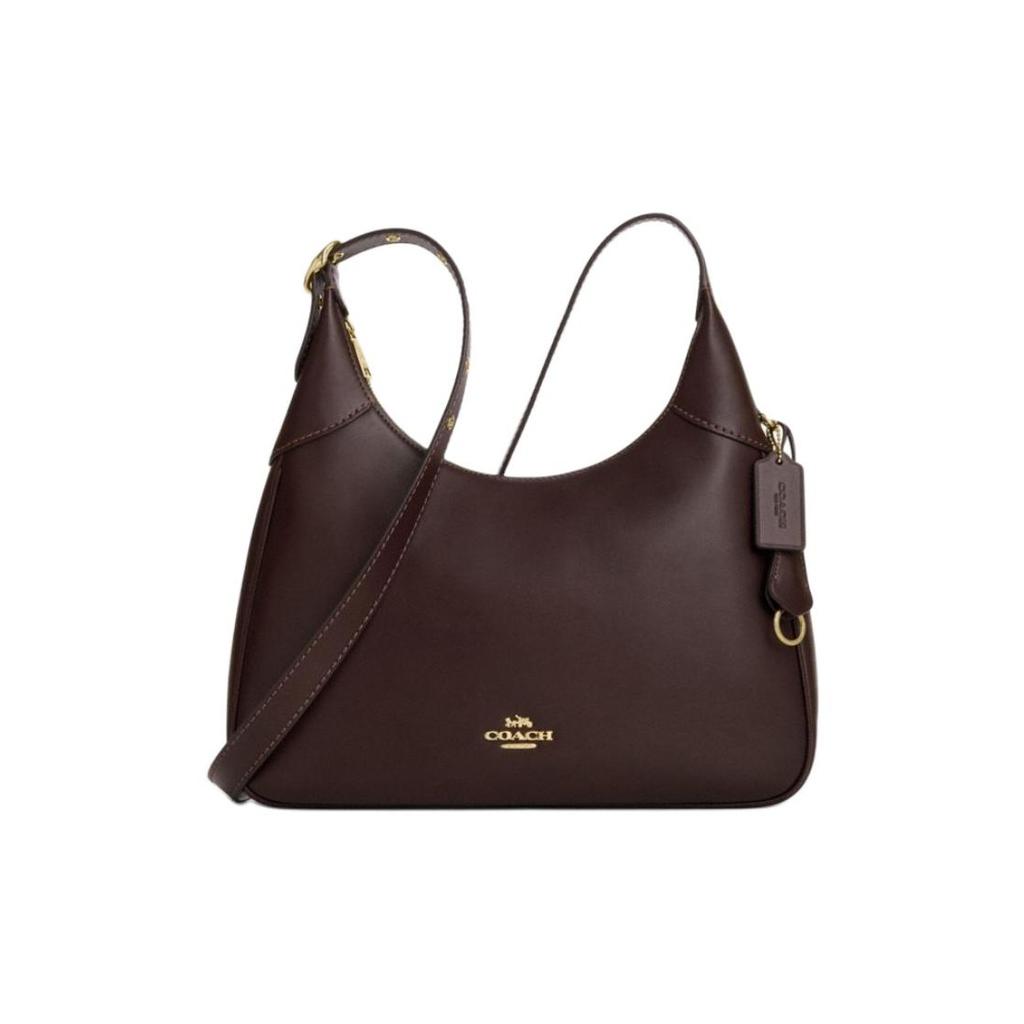 Coach Ella 36 Logo Zip Closure Leather Underarm Shoulder Bag Large Women Shoulder Bag Dark-Coffee CCE48-IMXAL