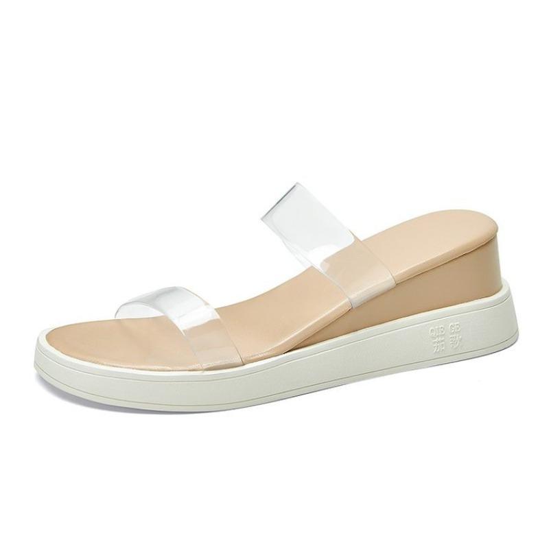 Fashion New Transparent Thick Bottom One Word Set Foot Casual Fashion To Wear Sandals