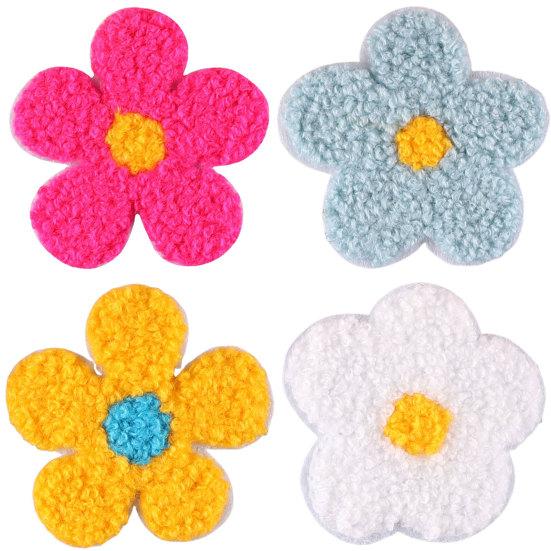 Embroidery Patch Plush Design Bright Color Decorative DIY Colored Floral Cloth Patch Cheongsam Badge for Gift