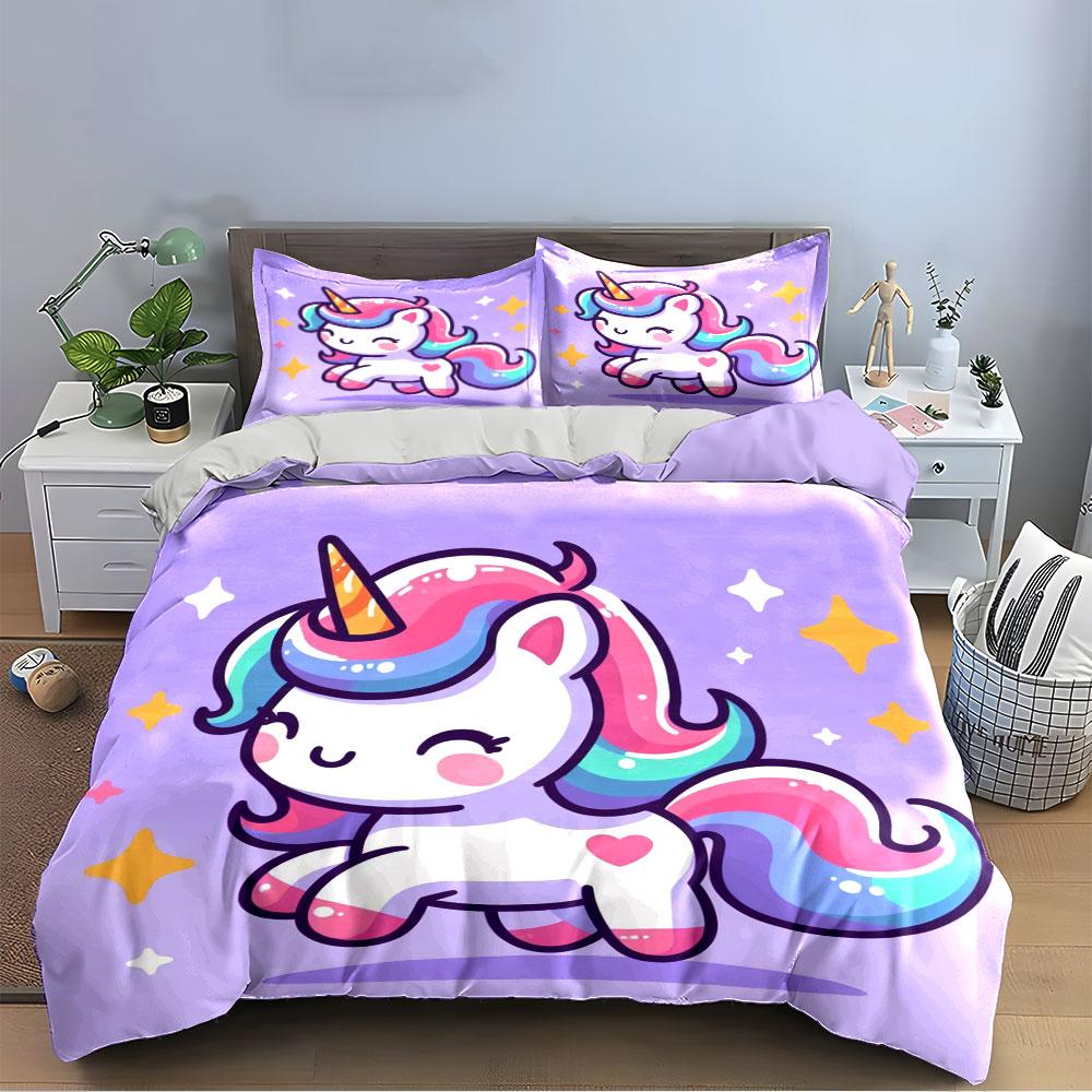 Cute Unicorn Bedding Set Bedding Duvet Cover Set Duvet Cover Pillowcases (1 * Duvet Cover 2 * Pillowcases, Without Duvet Insert)