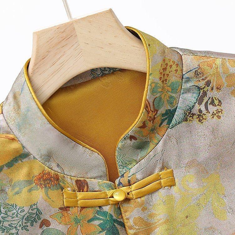 Retro style fashion top autumn new improved buckle vest spring vest jacquard