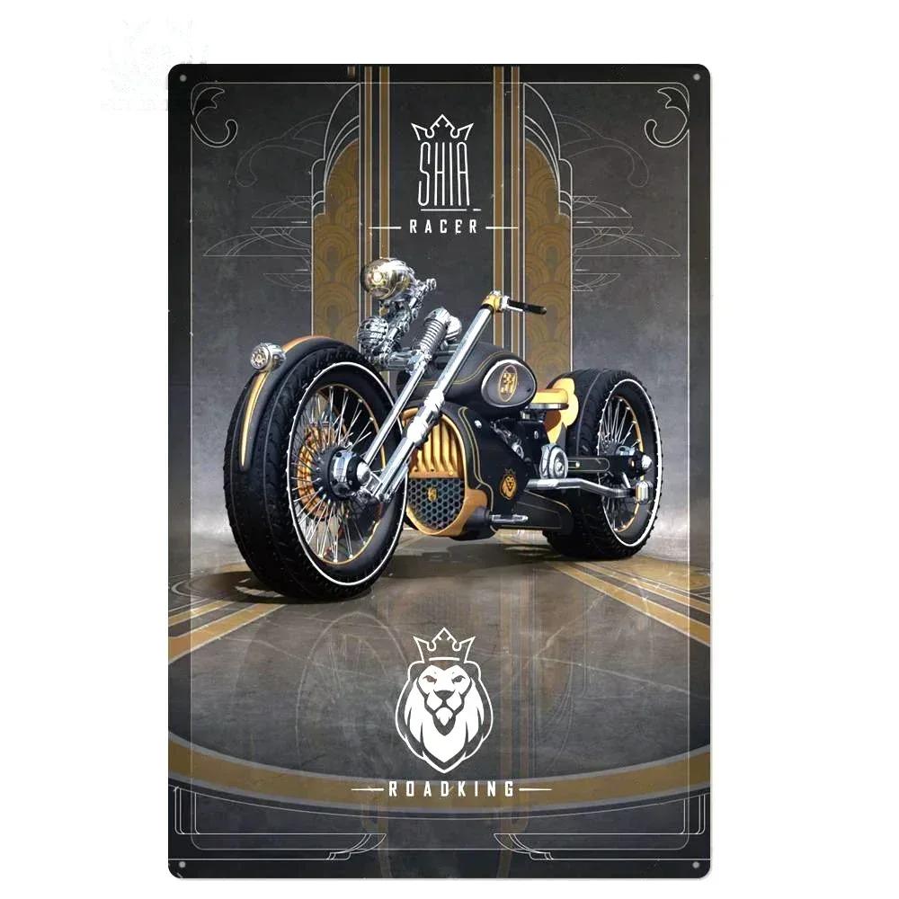 Signs Vintage Shabby Metal Tin Sign Motorcycle Rider Poster Art Tinplate Plaques Garage Motor Club Decor Painting Art Wall Plate