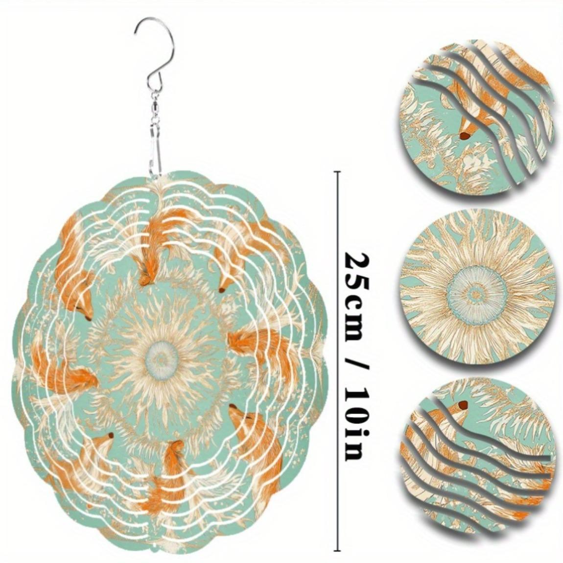 

10-дюймовый подвесной ветряной спиннер с дизайном лисы для декора сада, балкона, вращающийся крюк, уличное искусство, подарок на весну, лето для друзей, семьи 01A