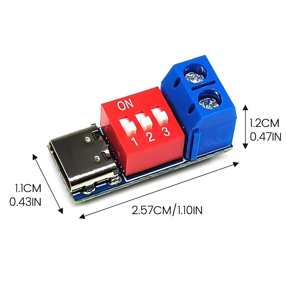 PD Fast Charging Test Board 5-20V Adjustable PD Trigger Board Module USB Type-C 100W Voltage Connetor Power Supply Accessories