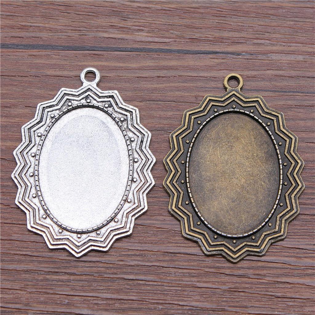 Antique Flower Frame Oval Bezel Charms For DIY Projects Glass Blank Tray Base