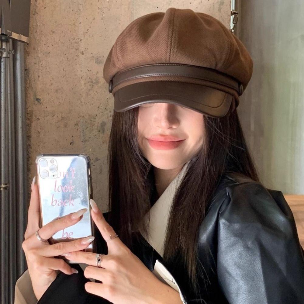 Cotton Painter Octagonal Cap Breathable Newsboy Hats Adjustable Beret Hat  for Women