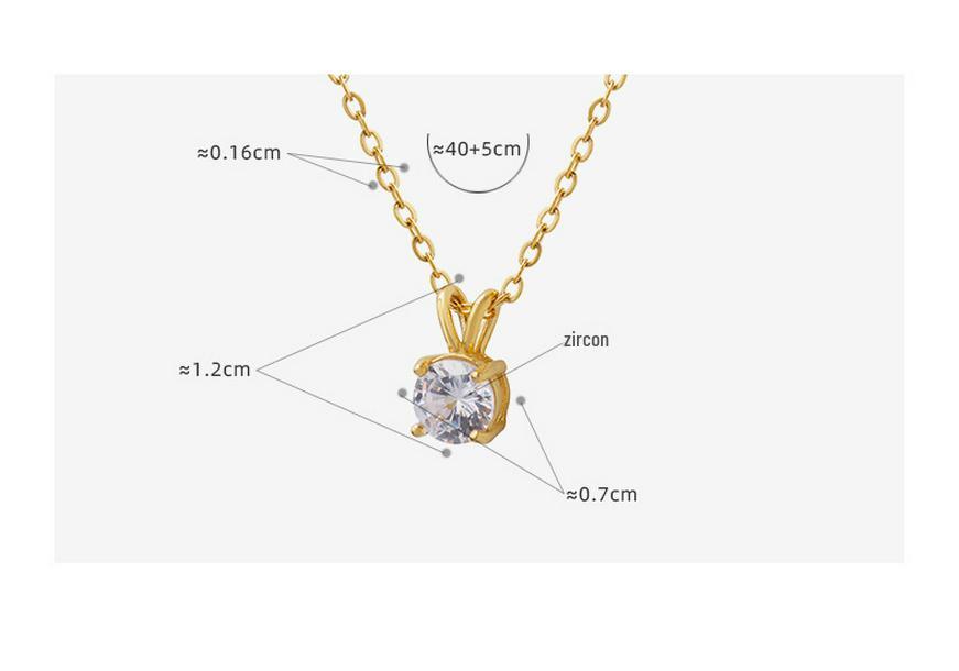 Korean Style 18K Gold-Plated Choker Necklace with Zirconia Diamond Inlay, Titanium Steel Women's Jewelry