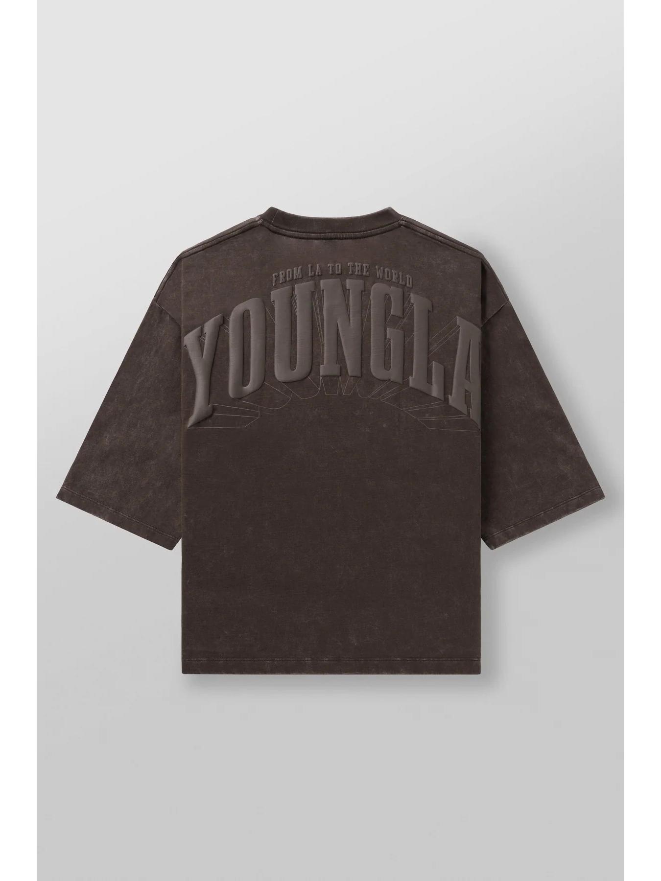 

YOUNGLA Мужская хлопковая футболка оверсайз с объемным принтом - Короткий рукав, Американский спортивный кэжуал крой Large