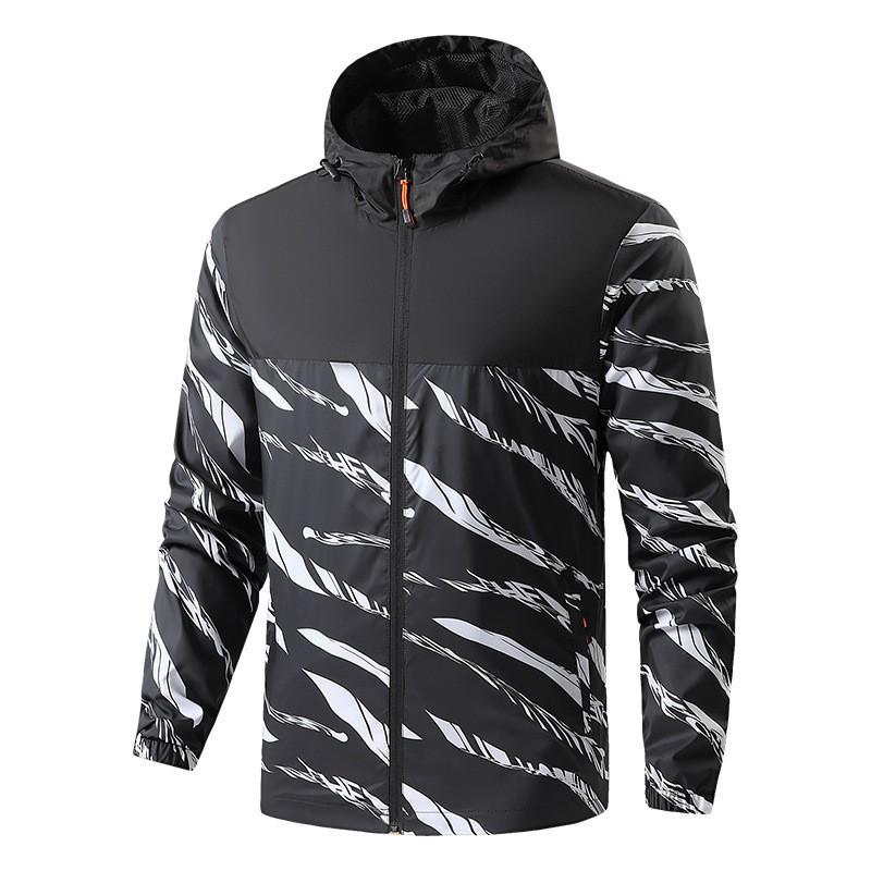 Mens Lightweight Hooded Windbreaker Jacket Slim Fit Casual Outerwear