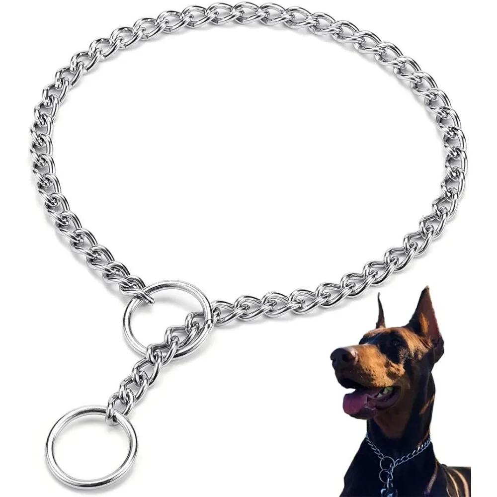 New 3 Size Stainless Steel Slip Chain Collar Adjustable Pet Accessories Dog Collar For Small Medium Large Dog Pitpull Collar