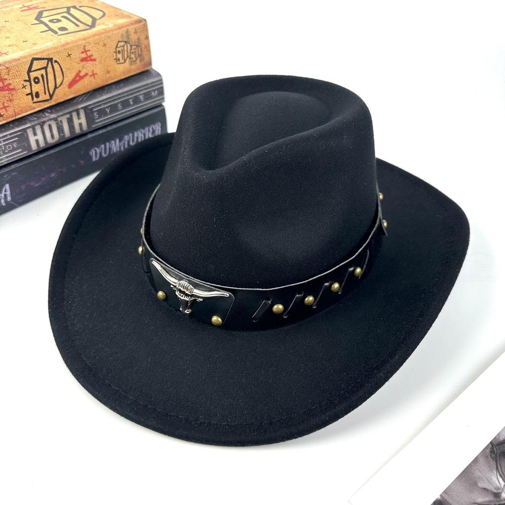 Cowboy Hat Western Cowboy Top Hat Tibetan Jazz Hat Travel Shade Big Brim Rolled Brim Hat