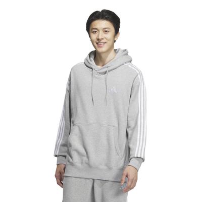 Adidas Medium Gray Heather Size M Men's ESS+ 3-Stripes Sweatshirt, JUP96, (JW6976),