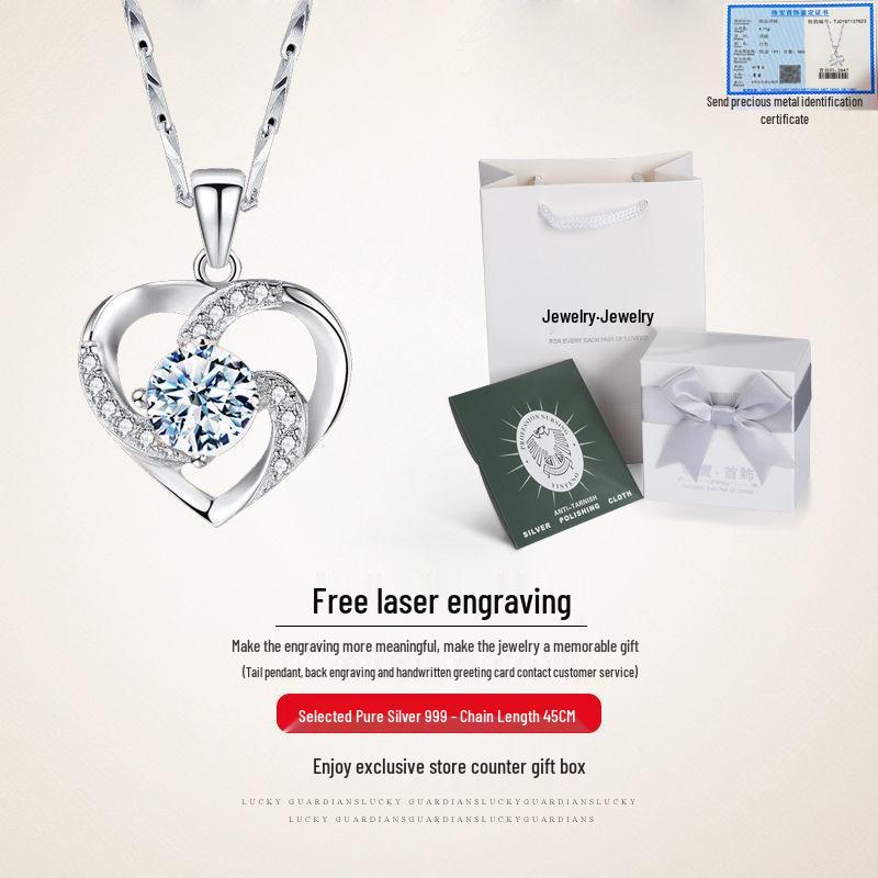 

Beating Heart Pure Silver Clavicle Necklace: Light Luxury Pendant for Women, Perfect Christmas Gift
