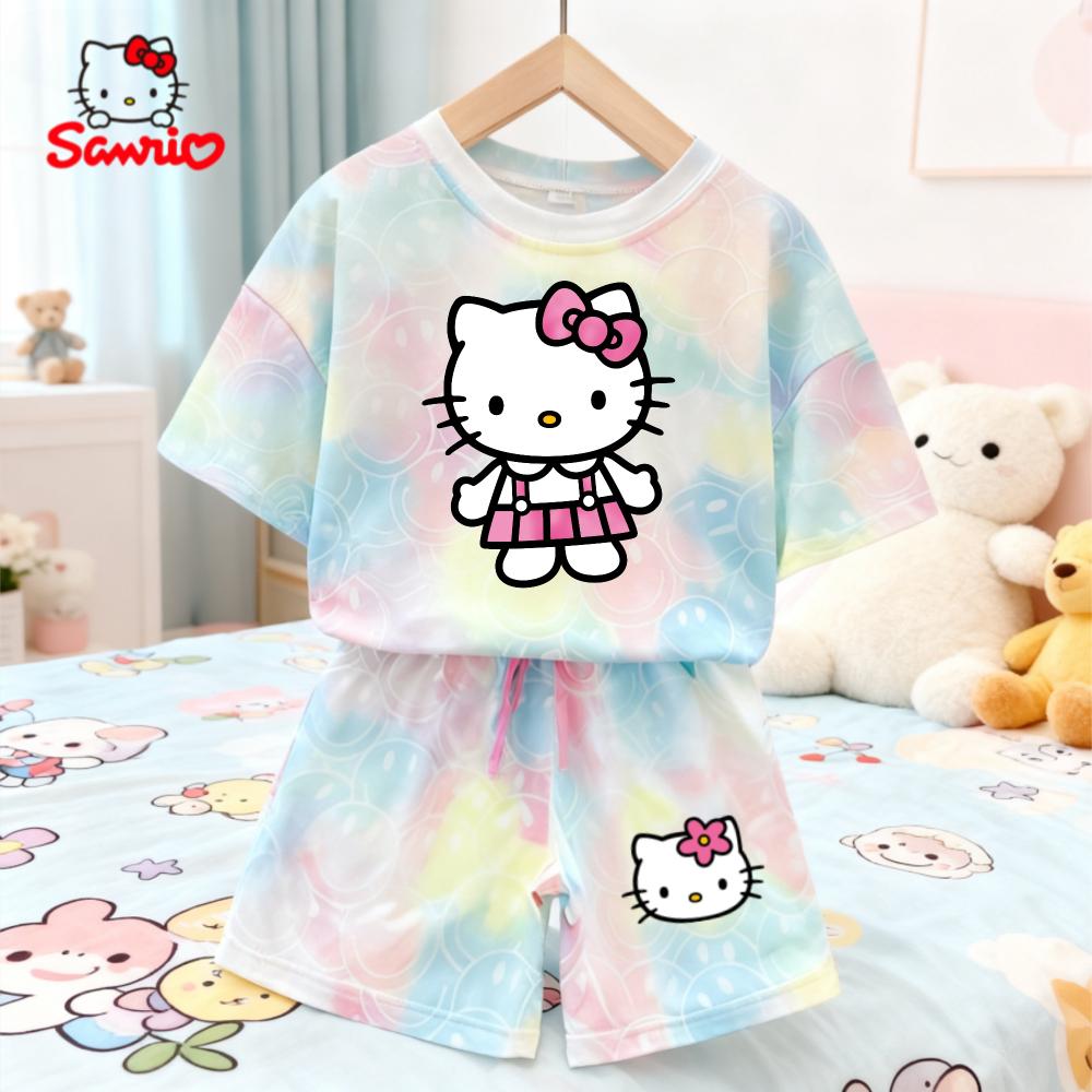 

Літні Кавайні Набори Hello Kitty Дихаючі М які Дитячий Одяг Для Маленьких Дівчаток Милий Мультяшний 3D Принт Короткий Рукав Тонкий Дво peças 160