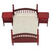 1/12 Scale Dollhouses Bedroom Set 6Pcs Realistic Wood Furniture Retro Bedside Table DIY Miniature Decors