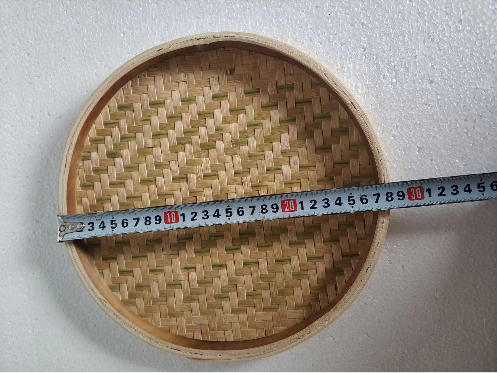 Small Bamboo Weaving Rice Sieve and Round Winnowing Basket - Coarse & Fine Mesh for Drying, Decorating, and More
