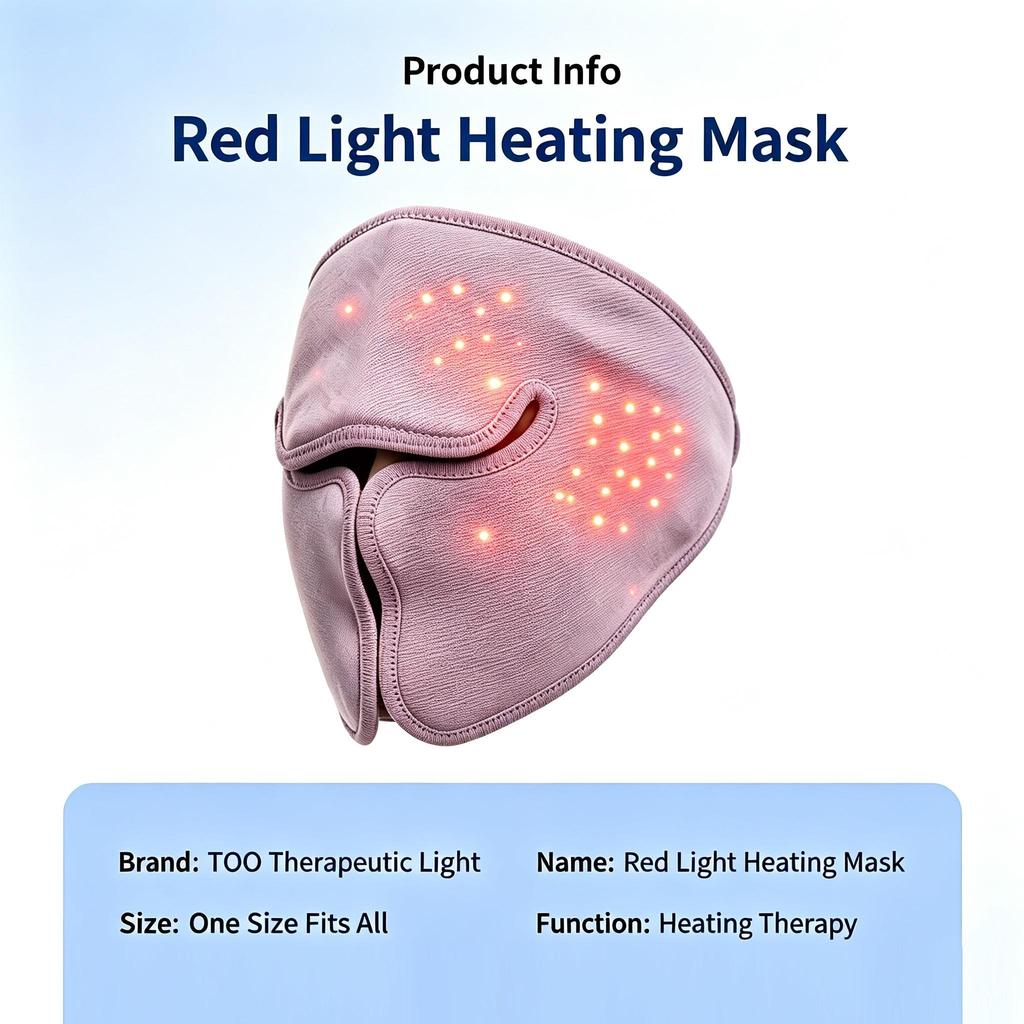 Red Light Heating Facial Mask – 3 Heat Levels, Smart Timer, Low Voltage Safe, for Face Relaxation & Skin Comfort
