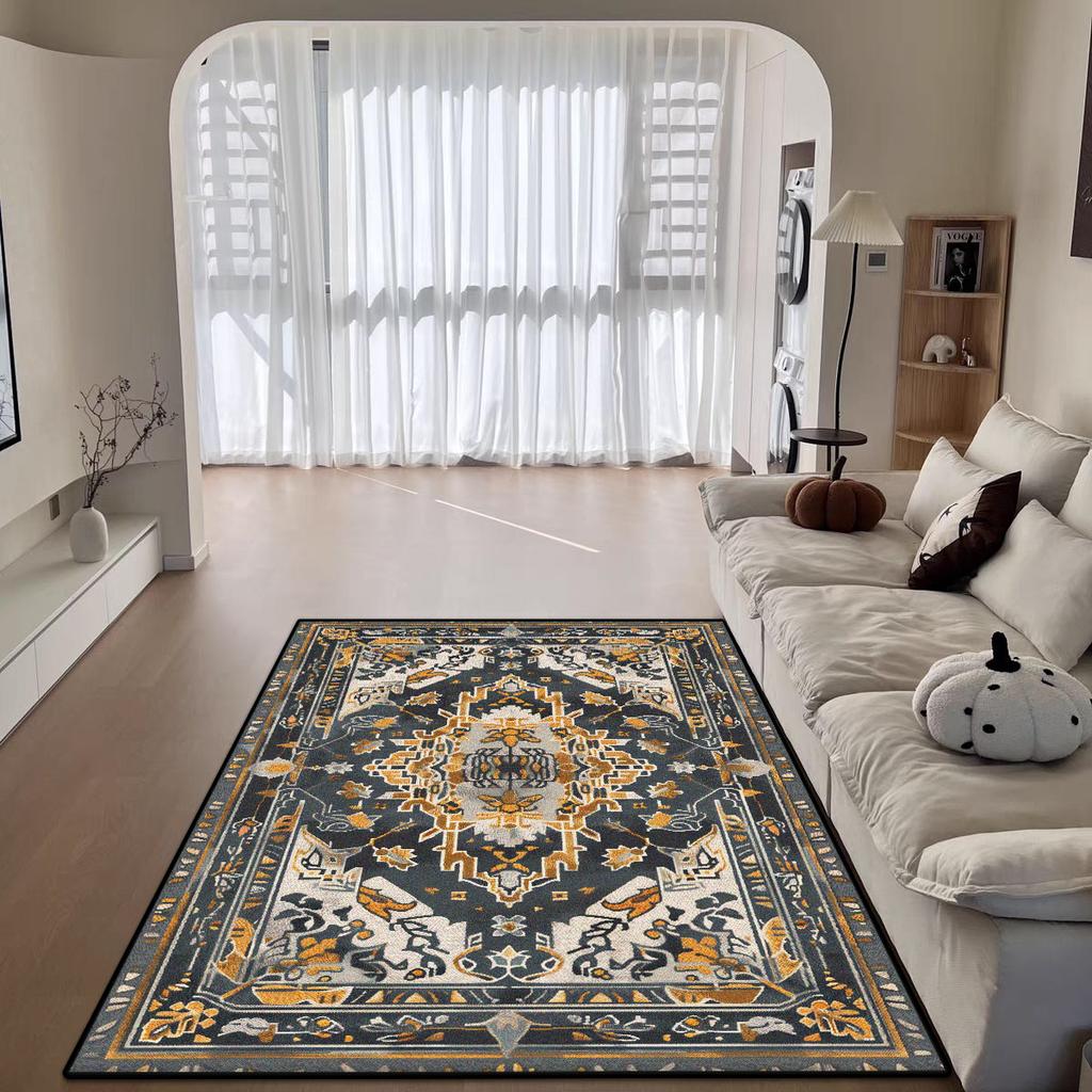 Bohemian Style Decorative Rug for Living Room Big Size Antiskid Room Decor Carpet Soft Easy Cleaning Bedroom Bedside Mat Flannel