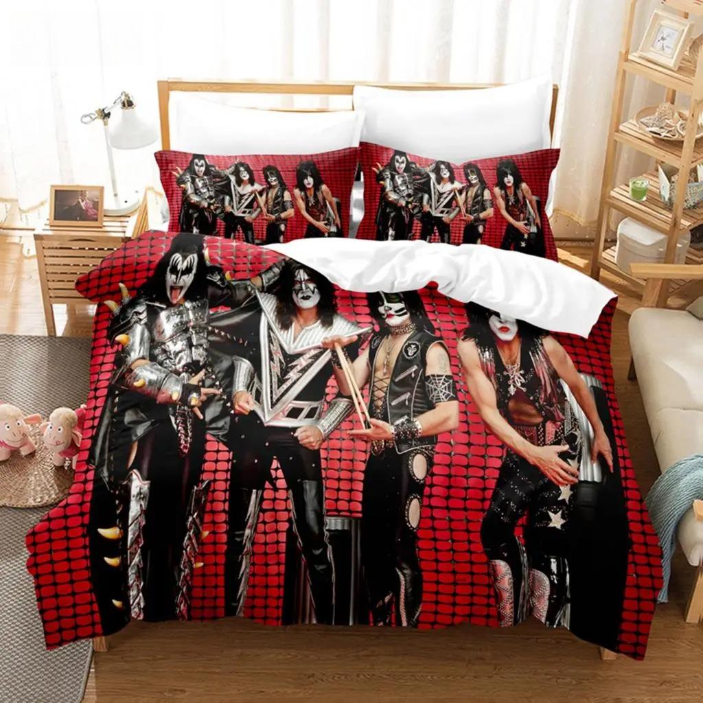 Kiss Band Bedding Set Single Rock Band Duvet Cover Double Queen King Twin Size For Boys Adults Soft Duvet Cover Set Gift