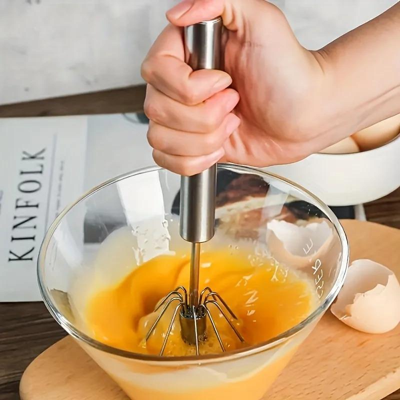 Frusta per Uova in Acciaio Inossidabile Durevole Miscelatore Semiautomatico per Mescolare Senza Sforzo Uova e Panna, Mescolare e Sbattere per la Cottura in Cucina