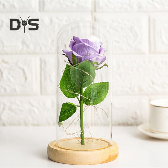 Artificial Rose Flowers Eternal Rose with LED Light Realistic Looking Battery Powered Simulation Rose Flower Holiday Gifts