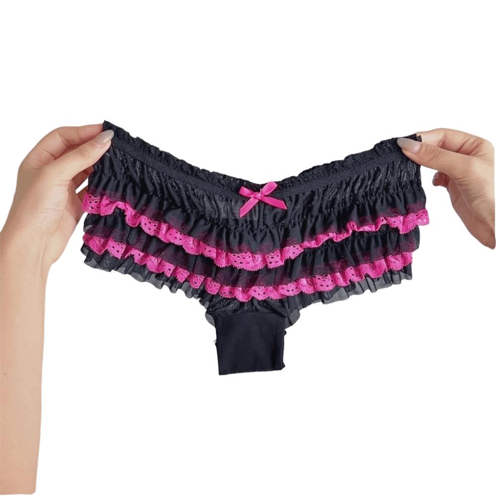 Bow Mesh Women's Underwear Ruffle Sweet Lace Briefs Cute Lace Panties Gift