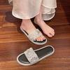 Fashion Pearl Crystal Broadband Soft Sole Anti-slip Wear-resistant Flat Shoes Women Fashion Round Head Light Slippers