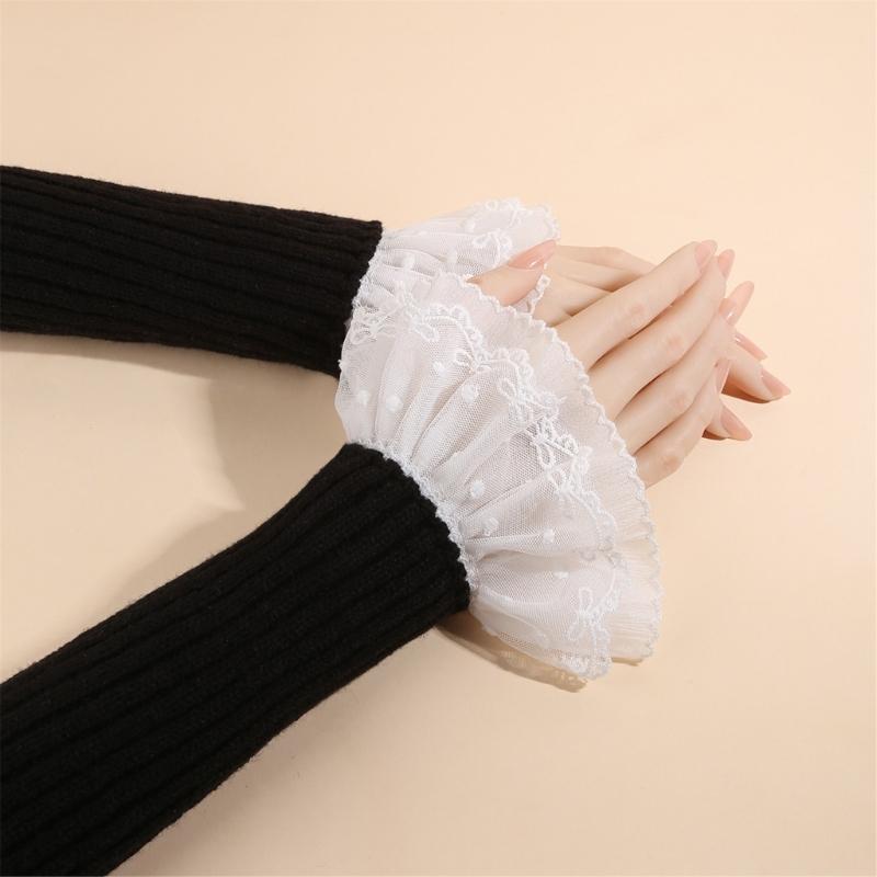 2 Pairs Breathable Lace Cuffs Designed for Spring Event with Invisible Wear Ensuring Seamless Shirt Integration