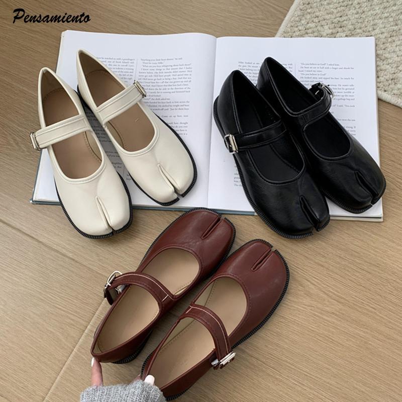2025 Spring Autumn Vintage Split toe Tabi Women Ballet Flats Mary Janes Soft Soft Walking Loafers Casual Lazy Chic Shoes