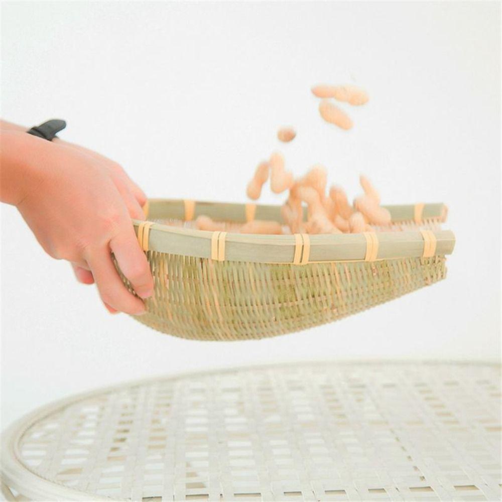 Trendy Knitted Drying Handwoven Bamboo Basket Dustpans Kitchen Supplies Vegetable Storage Tray